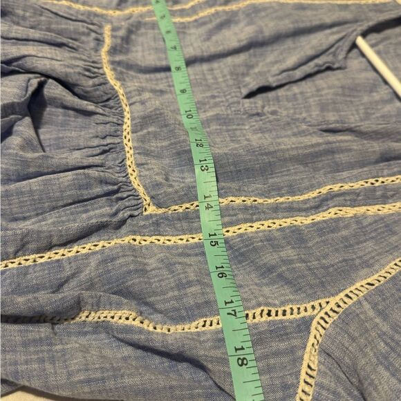 ZARA‎ Women Size Small Peasant style Blue Flowy %100 Cotton Tunic Boho Indie - Picture 5 of 7